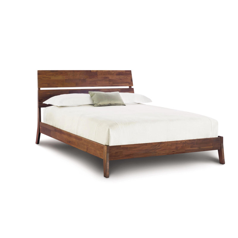 Linn Solid Wood Platform Bed, Twin Extra Long, Natural Walnut