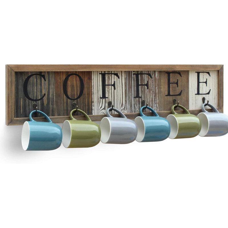 Masaaki Wall Mount Printed Coffee Mug Rack