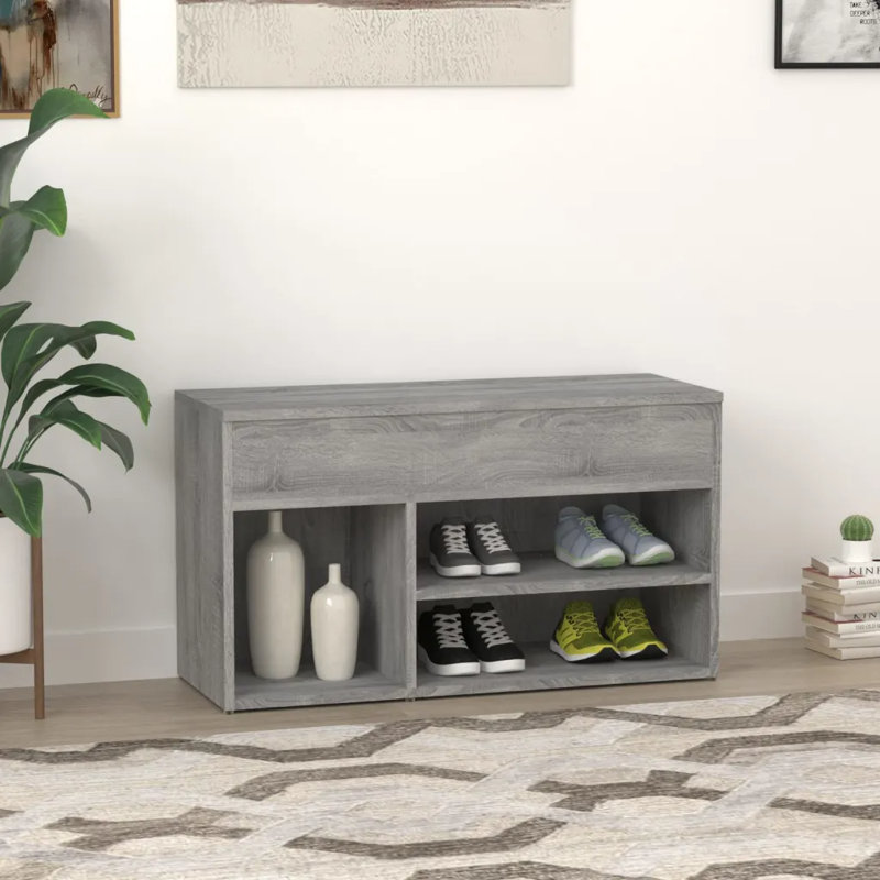 5 Pair Shoe Storage Bench, Grey Sonoma