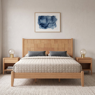 BambooWeave Solid Bamboo Platform Bed with Woven Panel Headboard