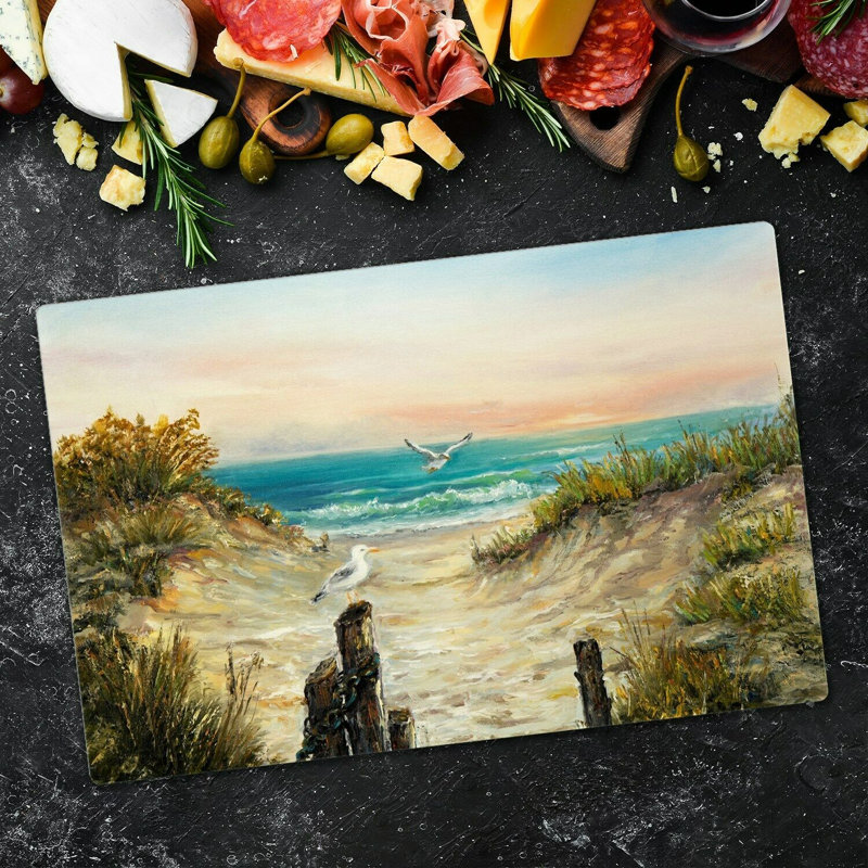 Palou Tempered Glass Sea Birds Chopping Board, 52cm x 60cm