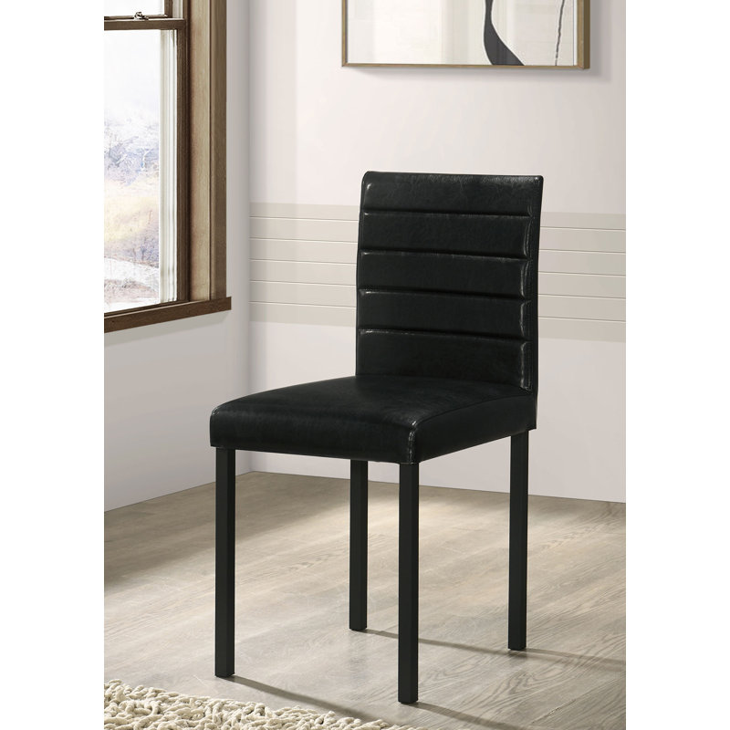 17.4" W Transitional Dining Side Chair, Black