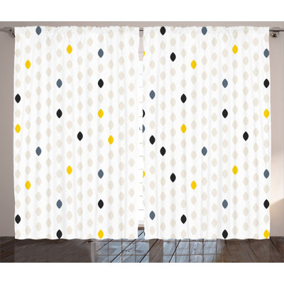 Abstract Semi-Sheer Rod Pocket Curtain Panels