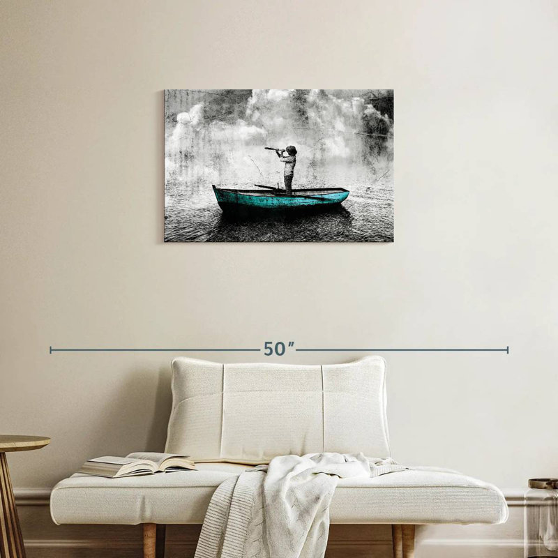 Mehar Man On Boat, 20" H x 30" W