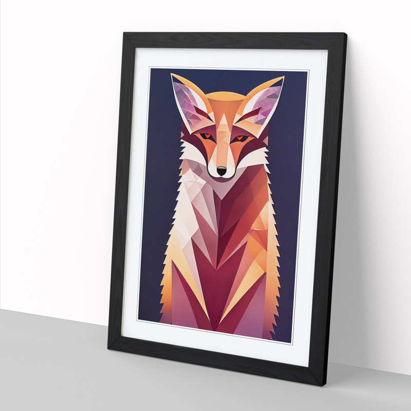 FRM-V0523-1044X Fox Unique Abstract Vol.2 - Single Picture Frame Print, Black Framed, 64cm H x 46cm W x 2cm D
