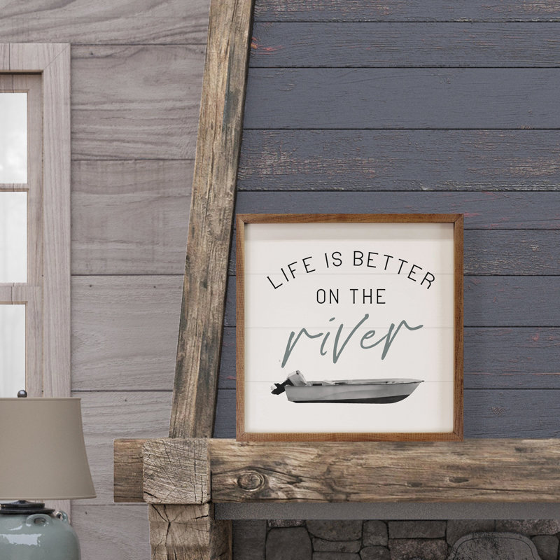 Life Is Better On The River Boat - blanc, H 8 po x l 8 po
