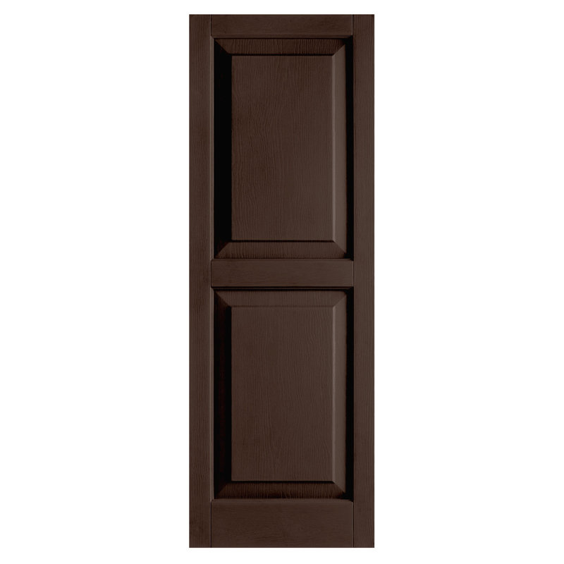 Paire de volets avec panneaux en vinyle surélevés standard, Brun, 75 po x l 15 po x P 1 po