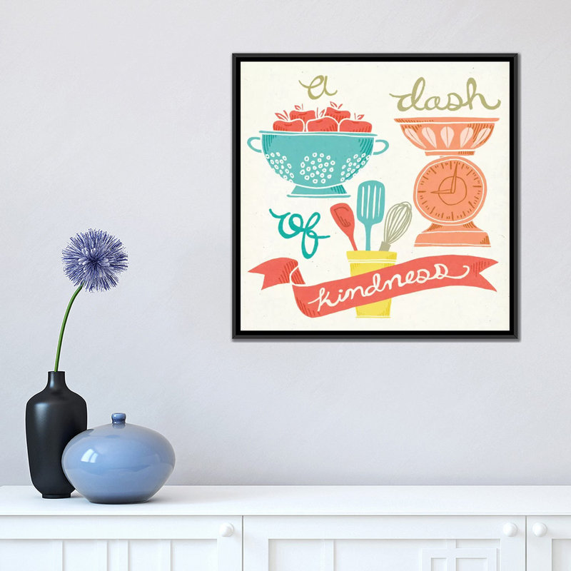« a dash of gentillesse », impression sur toile, H 18 po x l 18 po x P 1,5 po, Toile avec cadre noir, Pas de tapis
