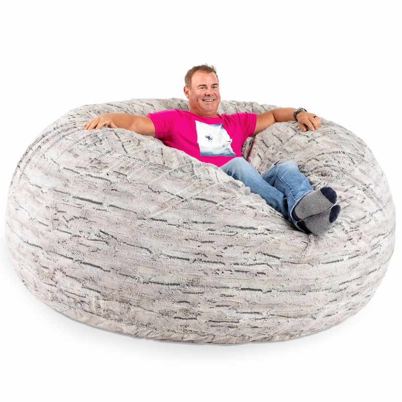 Fauteuil à billes géant pour adultes Saxx, Fausse fourrure argent