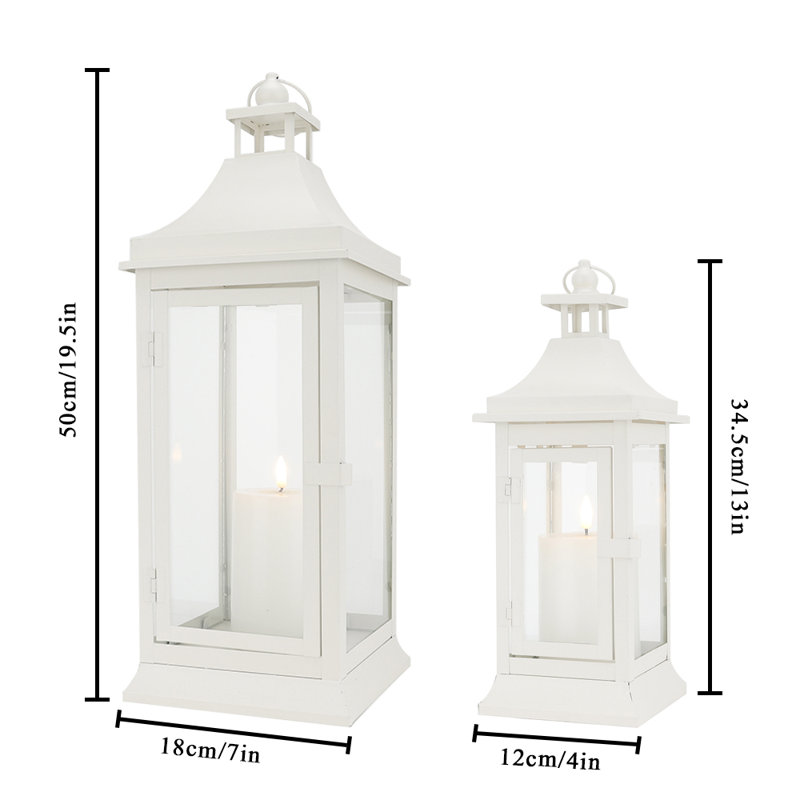 Winston Porter Set Of 2 13''&19.5''tall Outdoor Candle Lanterns, White