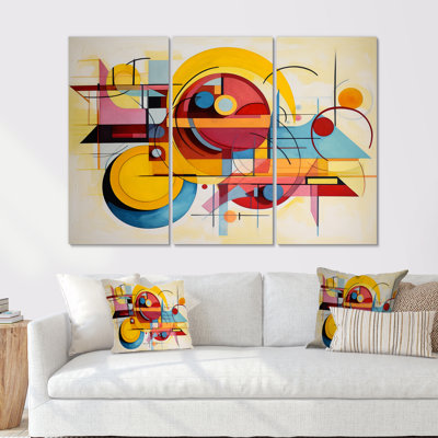 Jaune coucher de soleil déconstruit - ensemble d'art mural géométrique