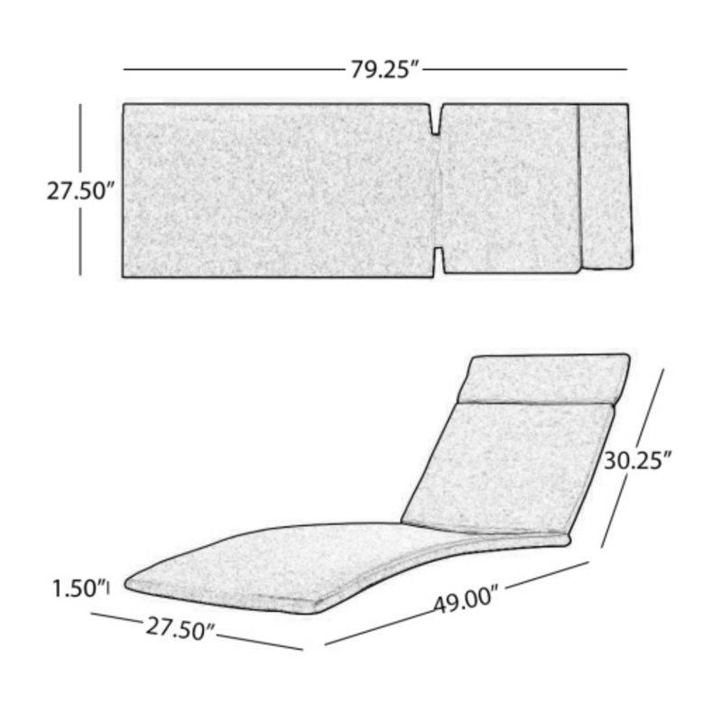 2PCS Salem Outdoor Cushions For Chaise Lounge - Chaise Not Included, Brown