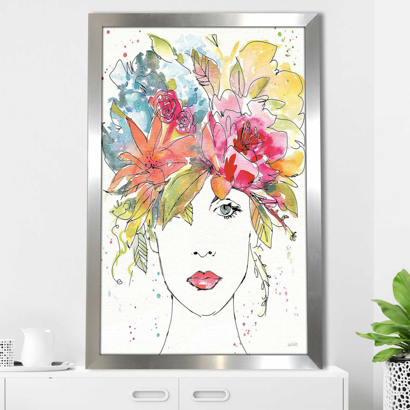 Motif floral III - reproduction d'art, Encadrement argenté, H 27,5 po x l 21,5 po x P 0,75 po