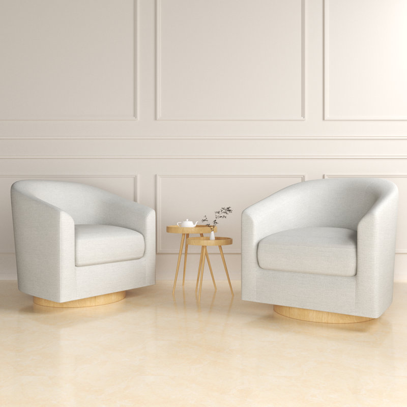 Fauteuil demi-tonneau pivotant Kanise, Lin ivoire