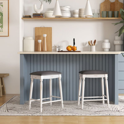 Chimel Upholstered Faux Leather Counter Stool with Solid Wood Frame