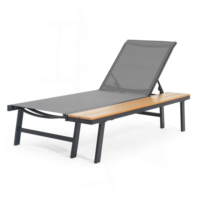 WATERLOO CHAISE LOUNGE WITH ATTACHED WOOD SIDE TABLE, 1PC, 1