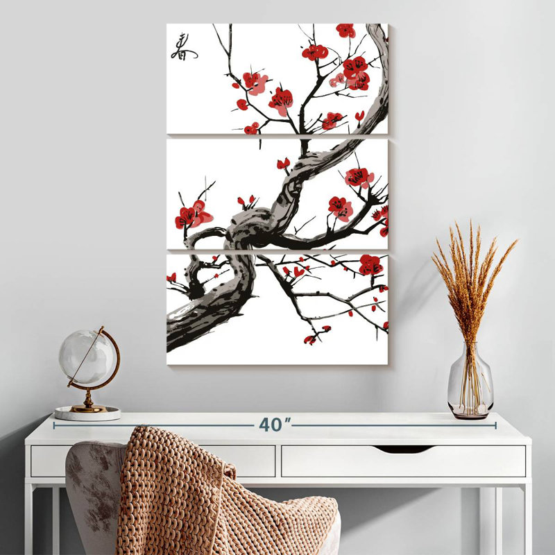 Harnek Red Cherry Blossoms, 32" H x 20" W