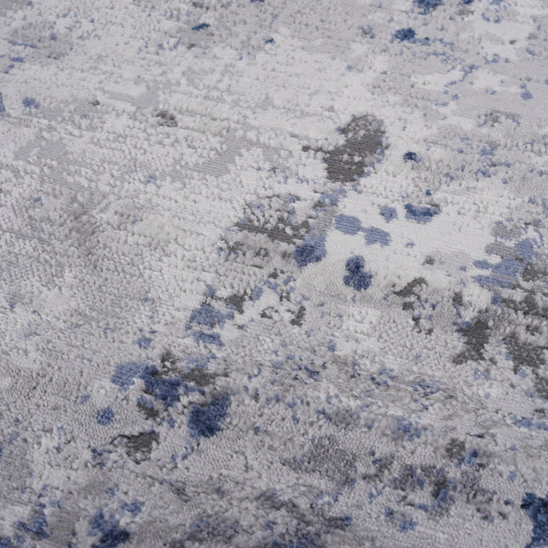 Tapis tissés à la machine Naar Marfi, argent / bleu / abstrait, Rectangle 6 pi 7 po x 9 pi