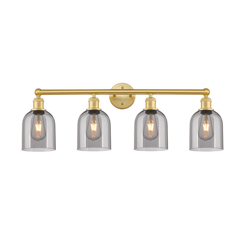 Éclairage pour salle de bain 4 lumières Bella, Gris fumée clair, Or satiné