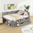 Full Size Daybed With 4 Drawers And Shelves, Wooden Platform Bed Frame With L-Shaped Headboard And Slats Support, Corner Bed-1681737317