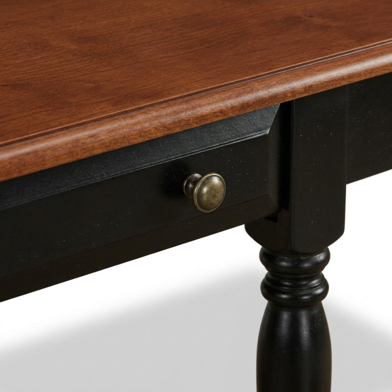 Ensemble de salle à manger rectangulaire 3 pièces en bois dur asiatique cerisier noir avec table à battants et 2 chaises de cuisine pour petits espaces