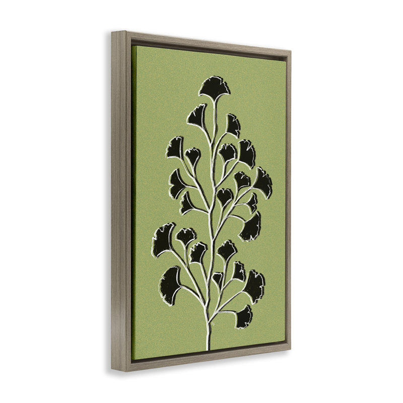 Cadre flottant Lime Gingko Sprig, design par Martina Pavlova, H 25 po x l 17 po, Cadre flottant orme Montalcino