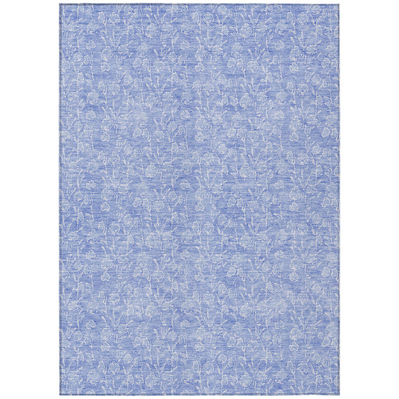8' X 10' Ivory Floral Washable Indoor Outdoor Area Rug