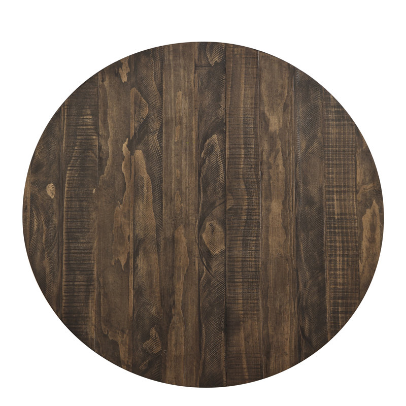 Table rustique industrielle à 4 comptoirs, métal gris et brun bruni, 36 po x 36 po 36 po, placage de pin, sièges pour 4