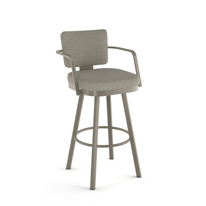 Tabouret de bar et de comptoir pivotant Alfeo, Tabouret de comptoir (siège d'une hauteur de 26 p, Ivoire / gris anthracite