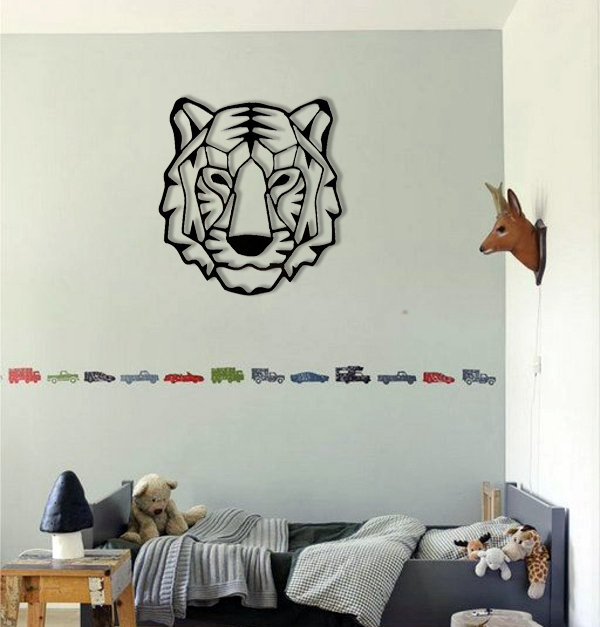 Geometric Tiger Wall Décor, 13" H x 12" W x 0.06" D