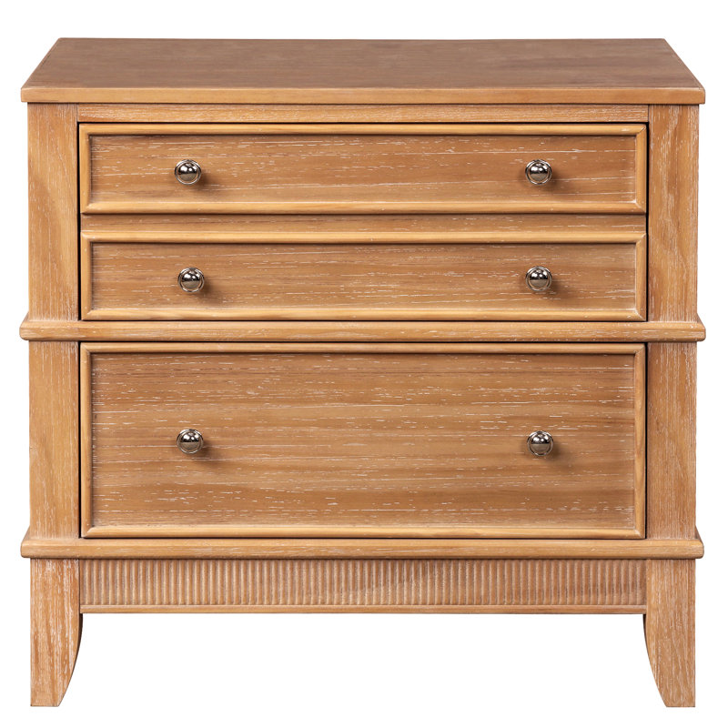 Hazel Set of 2 Rustic 3-Drawer Side Tables for Living Room, Hallway or Entryway with Hidden Storage