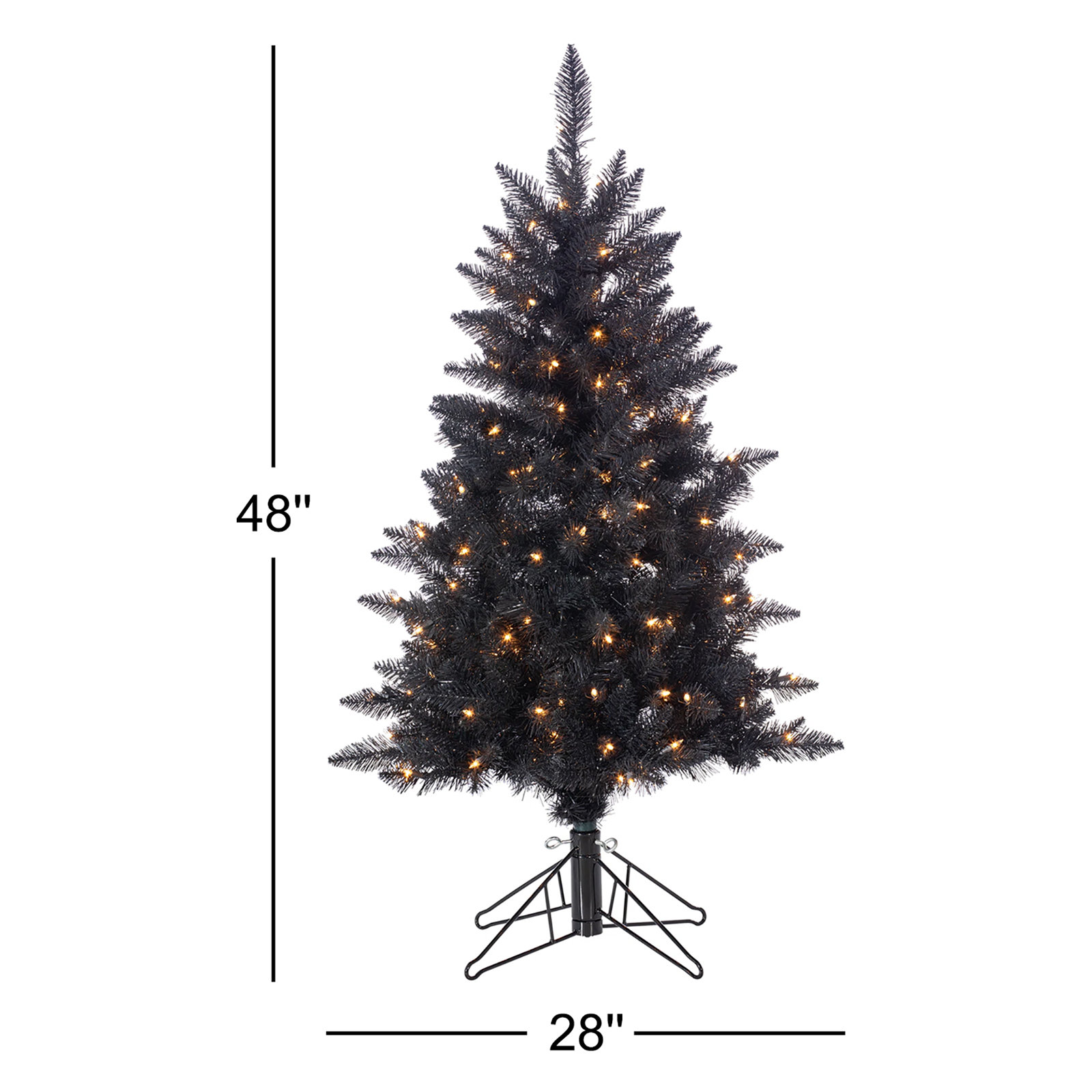 Tuscany Tinsel Black Pine Artificial Christmas Tree with 150 Clear Lights, 4' H