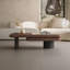 Table basse pivotante à 360° à double plateau avec placage en noyer et plateau en pierre frittée aspect travertin, grande table basse ronde moderne extensible de 119 à 150 cm pour salon, aucun assemblage requis