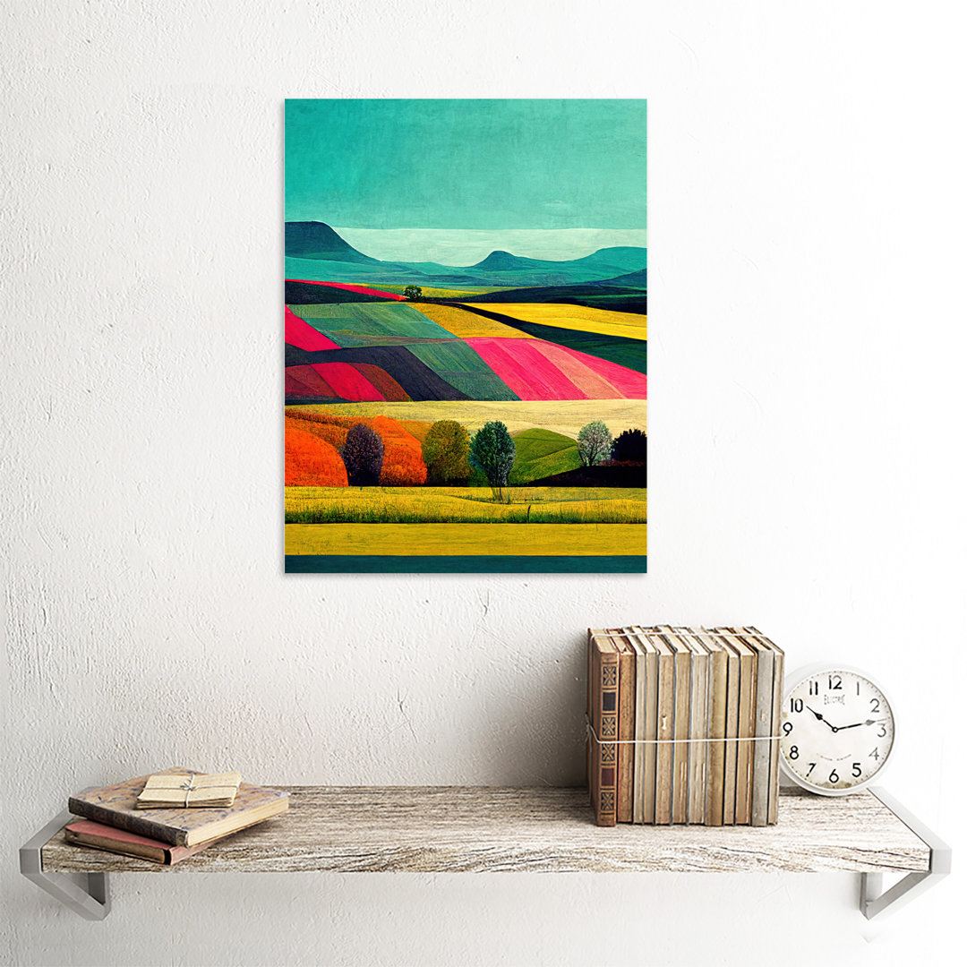 Colourful Bright Countryside Fields Landscape - Print