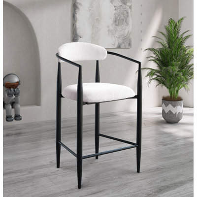 Ensemble de 2 tabourets de bar Modern Modern de style tabouret haut rembourré avec structure / dossier / accoudoirs en métal pour la cuisine / la maison / la salle à manger