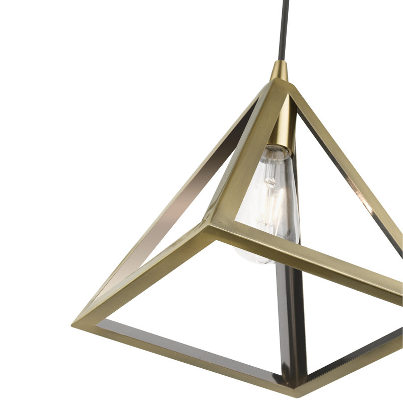 Luminaire suspendu géométrique unique à 1 lumière Dheclan, Laiton antique, Laiton antique