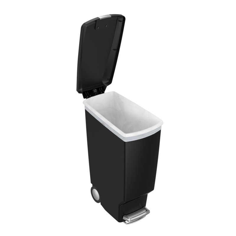 Simplehuman 40L Plastic Slim Pedal Bin, Black