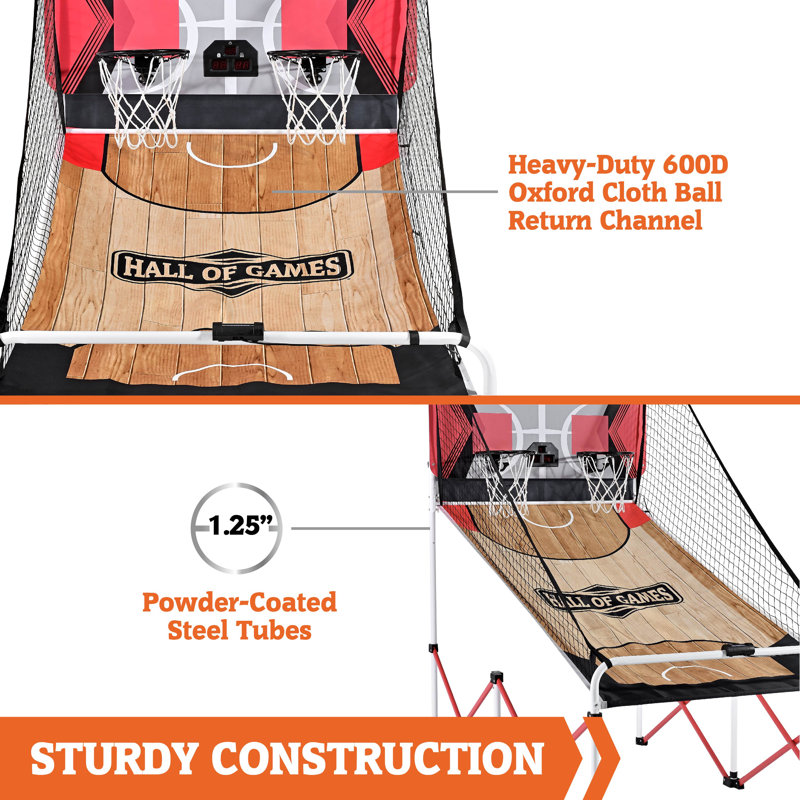 84" Tall Red and Black Indoor Arcade Basketball Game with Steel Frame