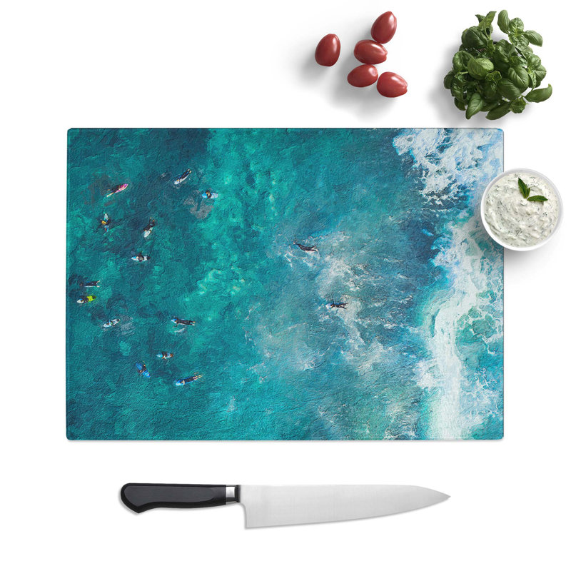 Tempered Glass Surfers in Australia Chopping Board, 28.5 cm W x 20 cm L