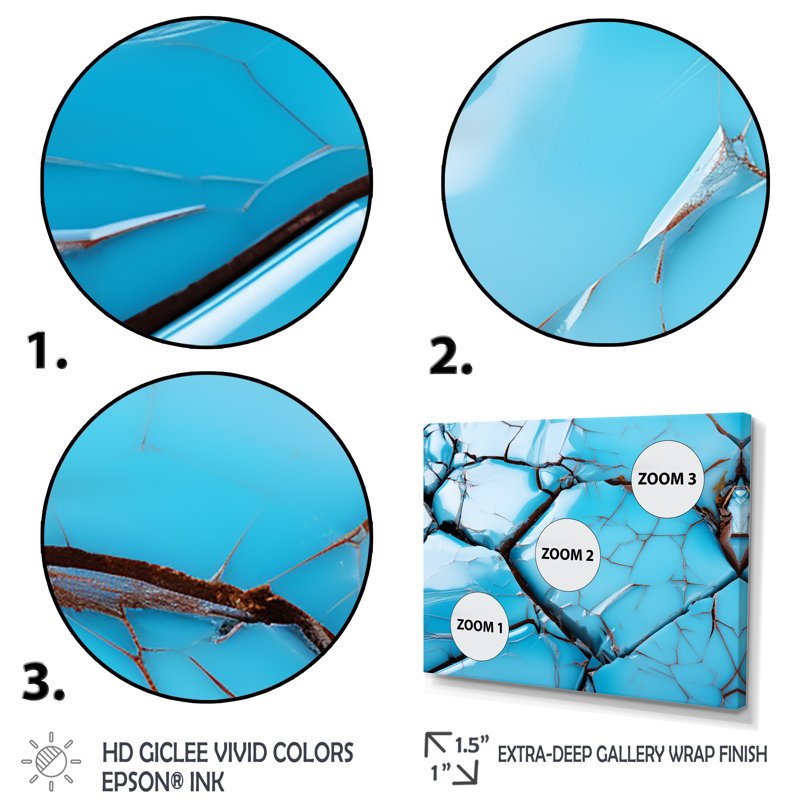 Noir et bleu Tide Tilt - art mural géométrique, Cadre flottant doré, H 12 po x l 20 po x P 1 po