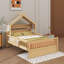Lit de maison en bois avec tablette de tête de lit, lit à baldaquin avec garde-corps et baldaquin en tissu amovible-2024230105-2024230096