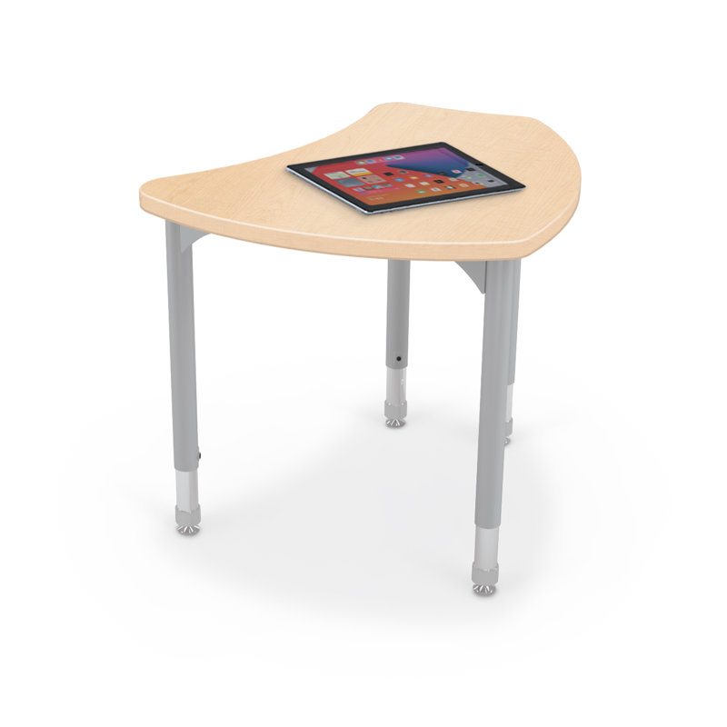 Shapes Desk, Matching Edge, Platinum Legs, Fusion Maple