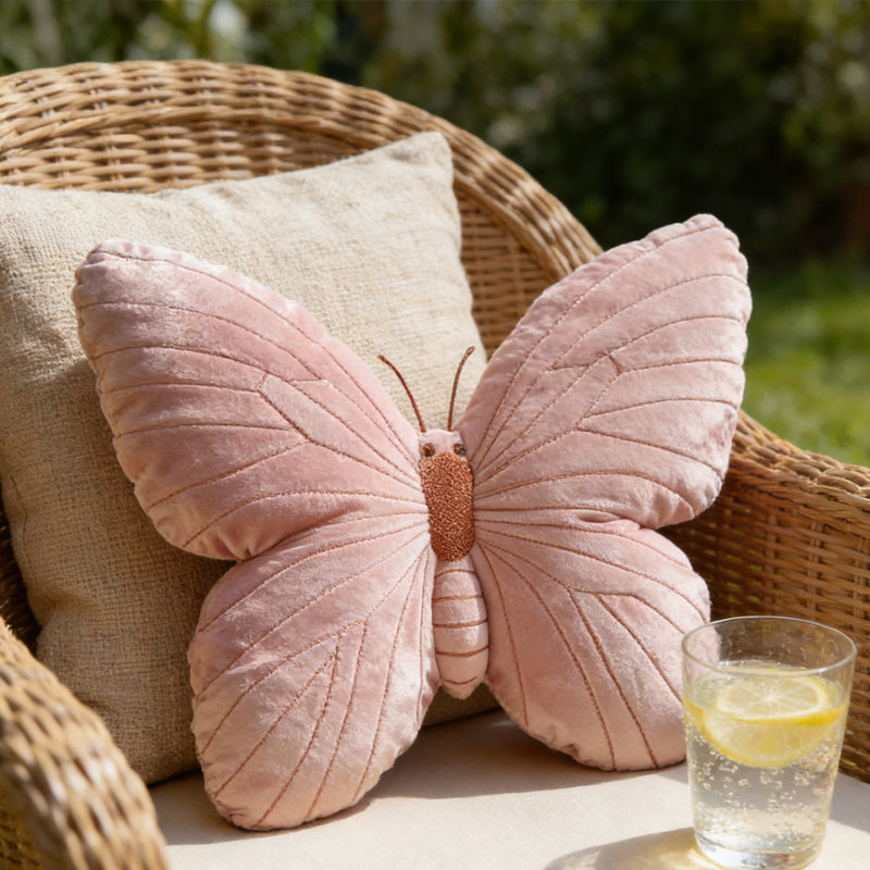Coussin décoratif en forme de papillon adorable - Coussin en velours doux pour un décor douillet