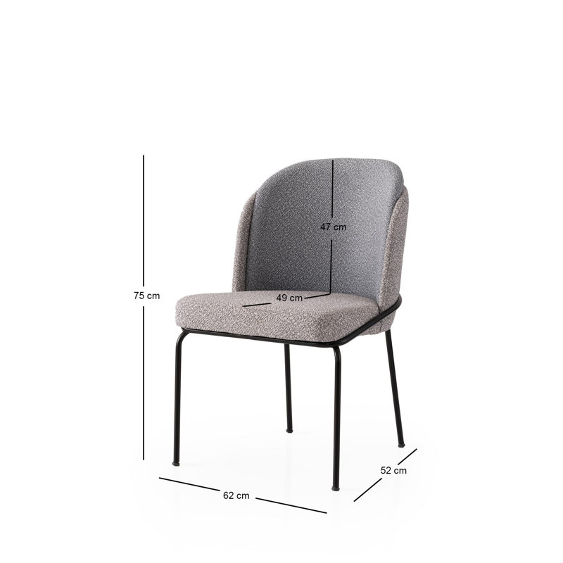Ensemble de chaises modernes (4 pièces), or et gris, 24,4 po x 29,5 po x 20,5 po | Structure 100% fer, siège en panneau de particules recouvert de mélamine, dossier en contreplaqué | Conception élégante et durable, parfaite pour la salle à manger et les espaces de vie
