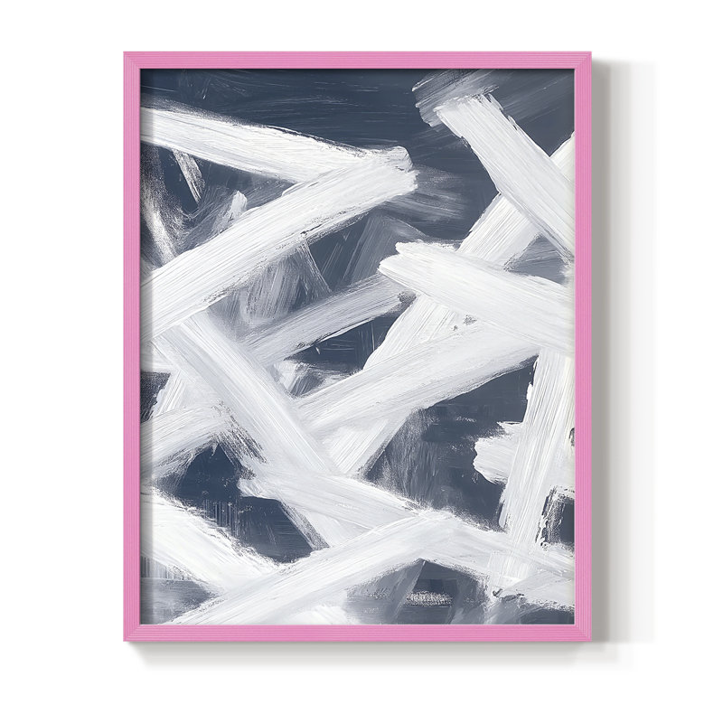 Reproduction encadrée abstraite XXV III - prête à être accrochée, Rose, H 20 po x P 16 po