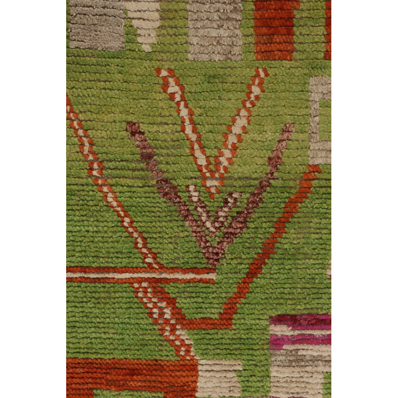 Moroccan Hand Knotted Geometric Area Rug, Runner 2'6" x 12'