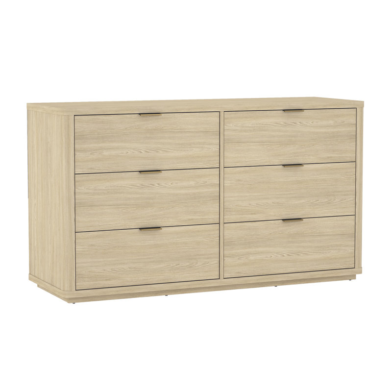 Evelyn 60" Modern 6-Drawer Double Dresser in Natural, Natural