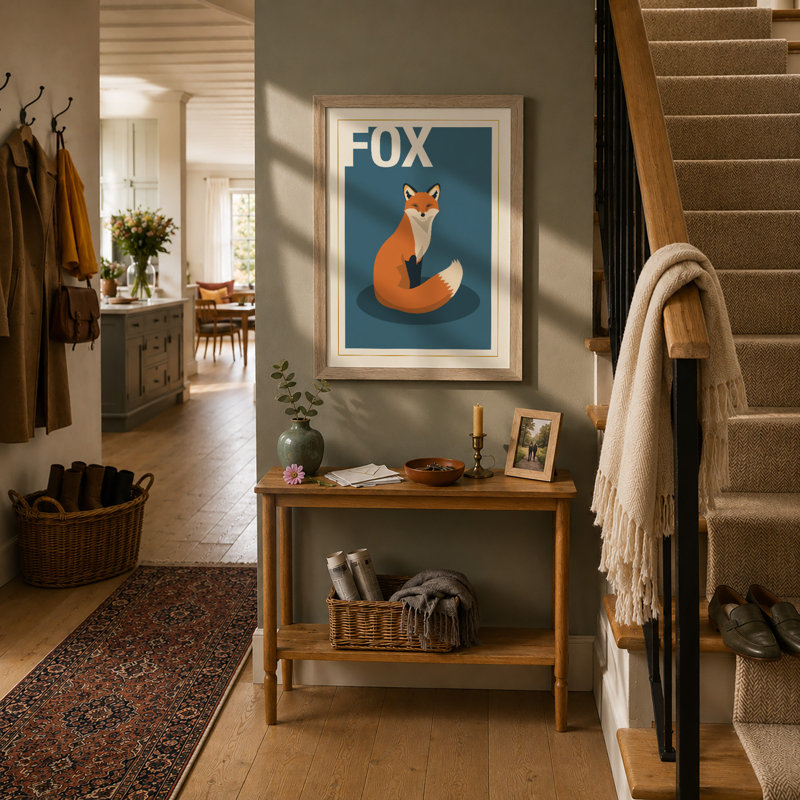 Fox Modern - Framed Print, A4 - 29.7 x 21.0 cm, Oak