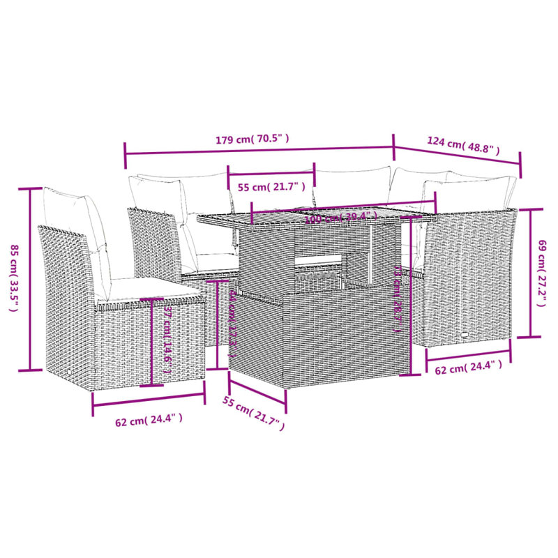 Vidaxl Garden Sofa Set With Dark Cushions