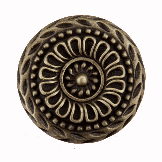Lace Circle Cabinet Knob, Antique Brass